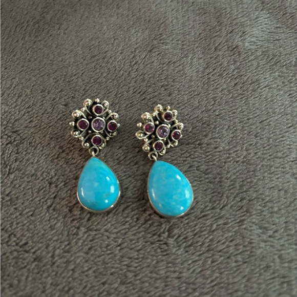 Nicky Butler Turquoise Rhodolite & Amethyst Earrings - Picture 4 of 7